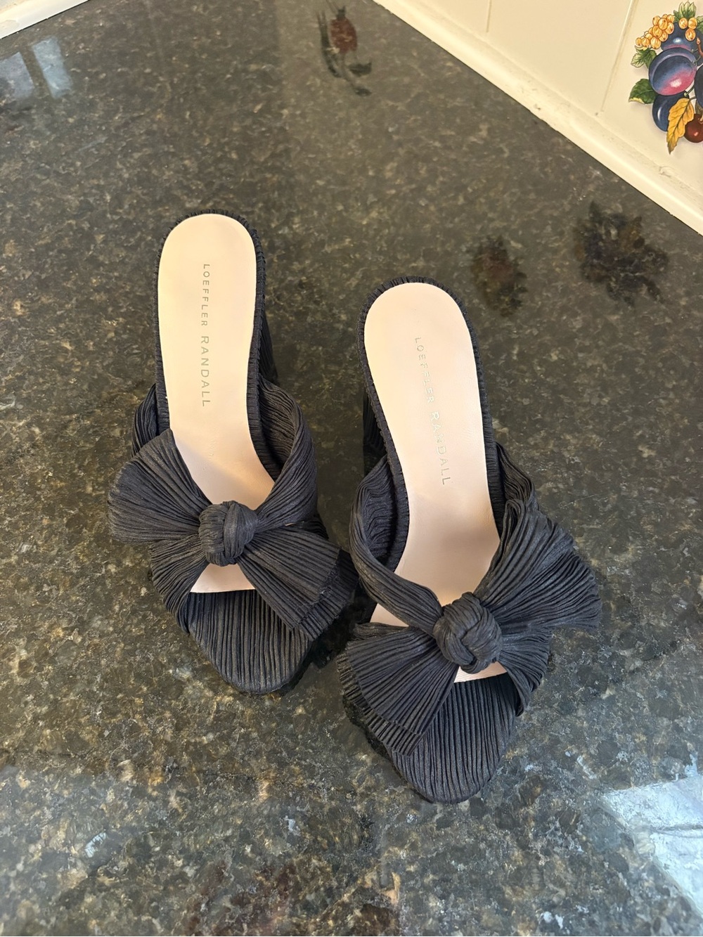 Loeffler Randall Penny Black Pleated Bow Heel